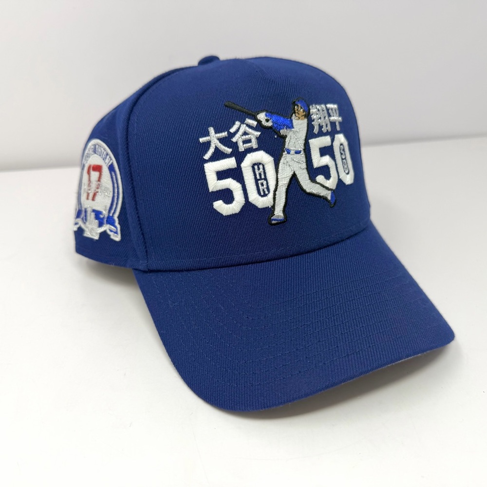 New Era Los Angeles Dodgers 50-50 Shohei Ohtani Hat Snapback Cap 9FORTY Blue EUC